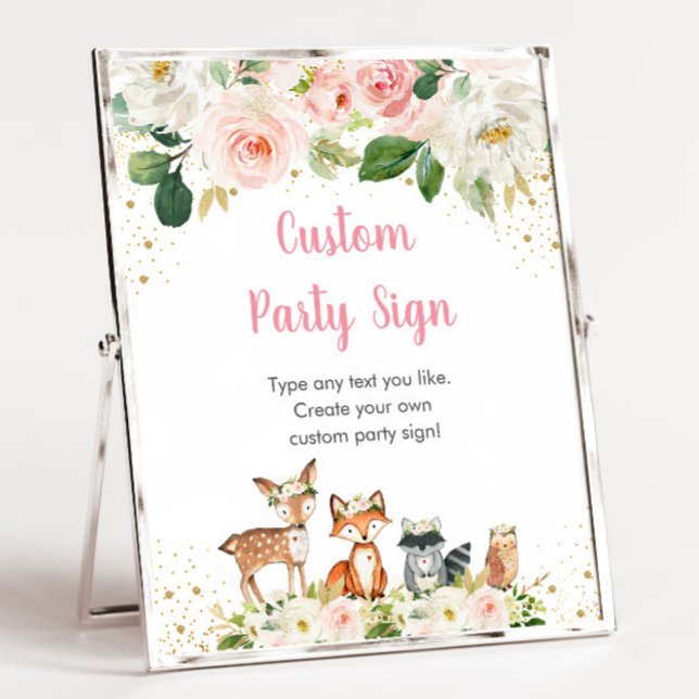 Woodland Blush Floral Editable Party Sign (Creator Uploaded)