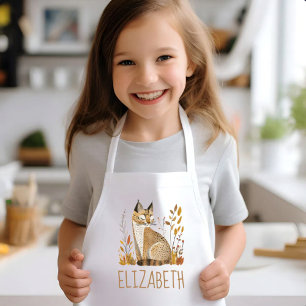 Woodland Bobcat Cute Personalised Kids Apron