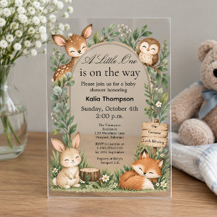 Woodland Boho Animals Baby Shower Frosted Acrylic Invitations