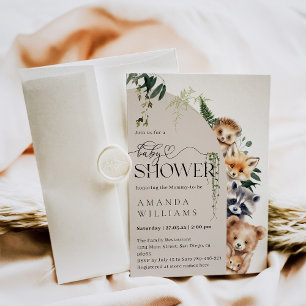Woodland Boho Modern Neutral Baby Shower Invitation