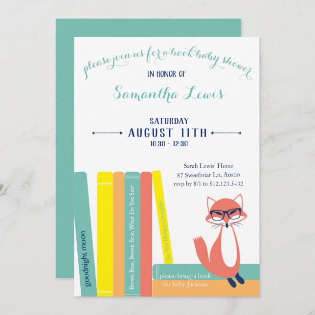 Woodland Book Baby Shower Invitation (Front/Back)