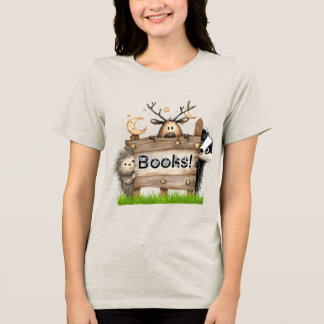 Woodland Books T-Shirt for Readers & Writers  Tri-Blend Shirt