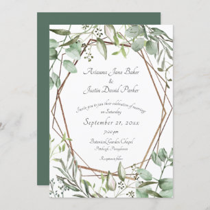 Woodland Botanical Eucalyptus Watercolor Wedding I Invitation