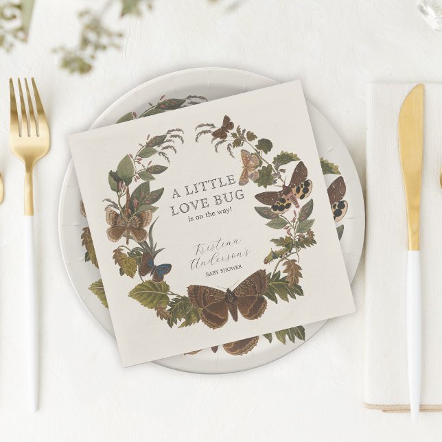 Woodland Botanical Little Love Bug Baby Shower Napkin (Creator Uploaded)