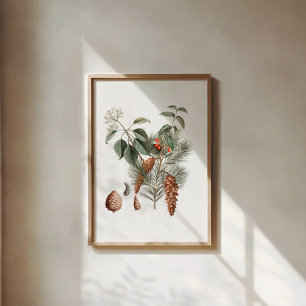 Woodland Botanical – Pine Cone and Berry  Poster