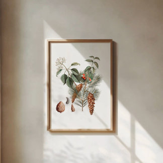 Woodland Botanical – Pine Cone and Berry Poster