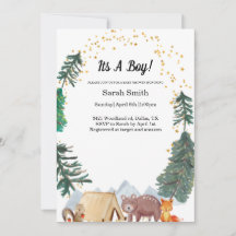 Woodland Boy Baby Shower Invitation