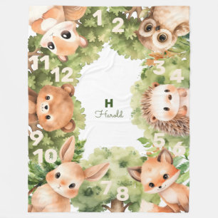 Woodland Boy Baby Shower Milestone Fleece Blanket