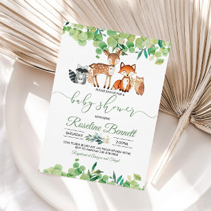 Woodland Boy Greenery Baby Shower  Invitation
