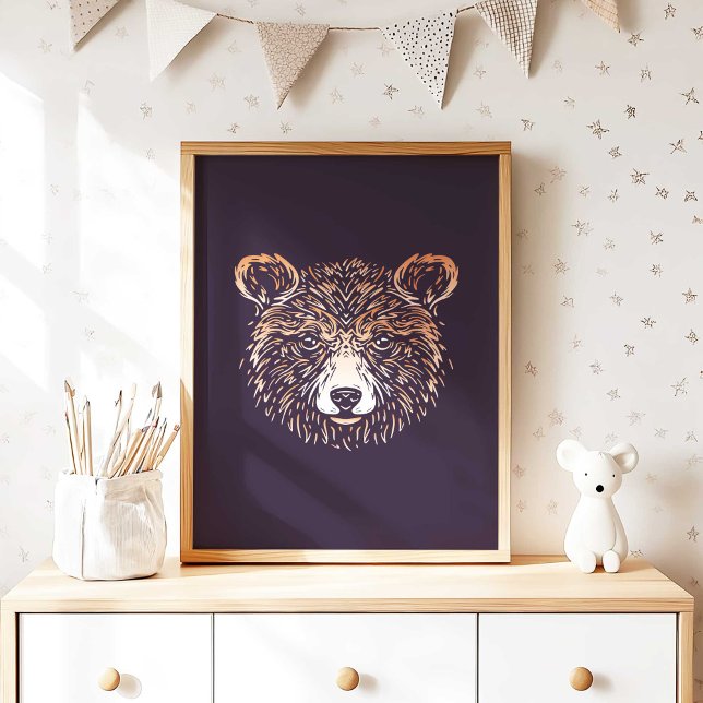 Woodland Brown Bear Nursery Wall Art Poster Print (Woodland Brown Bear Nursery Wall Art Poster Print by TinkPrints.)