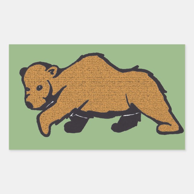Woodland Brown Grizzly Bear Rectangular Sticker (Front)