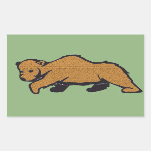 Woodland Brown Grizzly Bear Rectangular Sticker