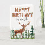 Woodland Buck Boys "Happy Birthday"  Card<br><div class="desc">Unique buck,  pine trees & wooden -happy birthday- lettered Birthday card. Customisable!</div>