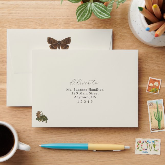 Woodland Bug Autumn Baby Shower Address Envelope (Desk)