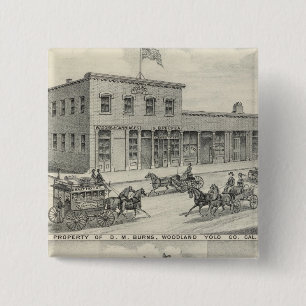 Woodland building, Yolo County farm 15 Cm Square Badge