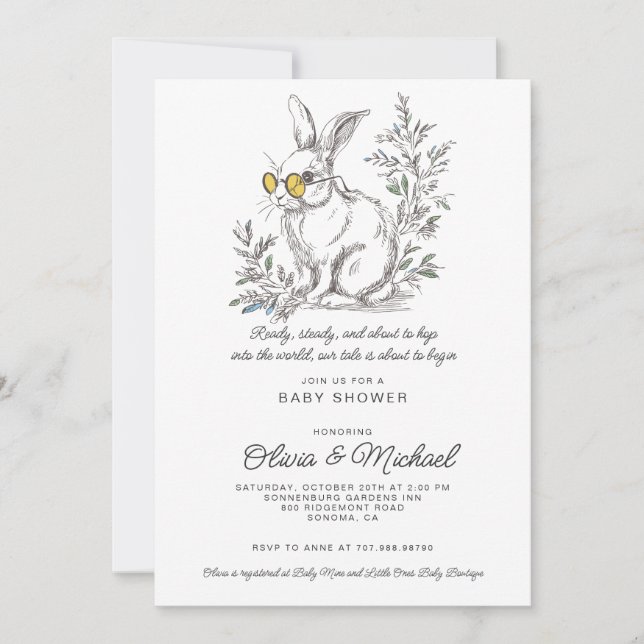 Woodland Bunny Baby Shower Invitation (Front)