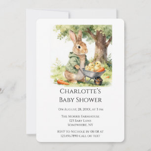 Woodland Bunny Baby Shower Invitation