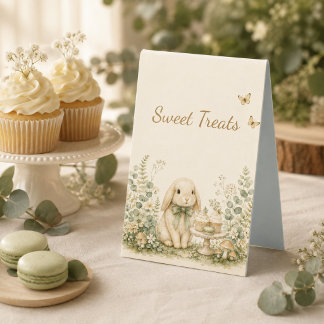 Woodland Bunny Baby Shower Sweet Treats Table Tent