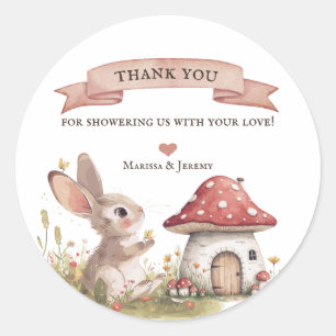 Woodland Bunny Baby Shower Thank You Sticker