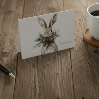 Woodland Bunny Christmas Thank You Card