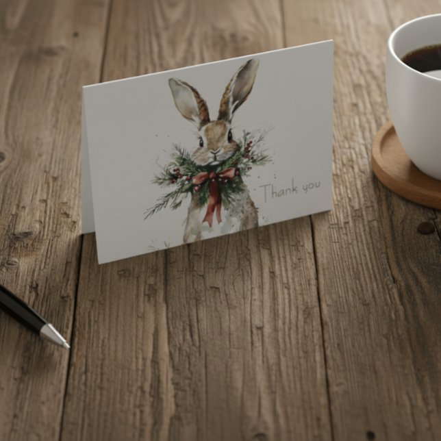Woodland Bunny Christmas Thank You Card (Creator Uploaded)