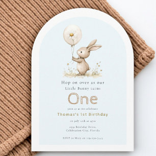 Woodland Bunny First Birthday Arch Invitation