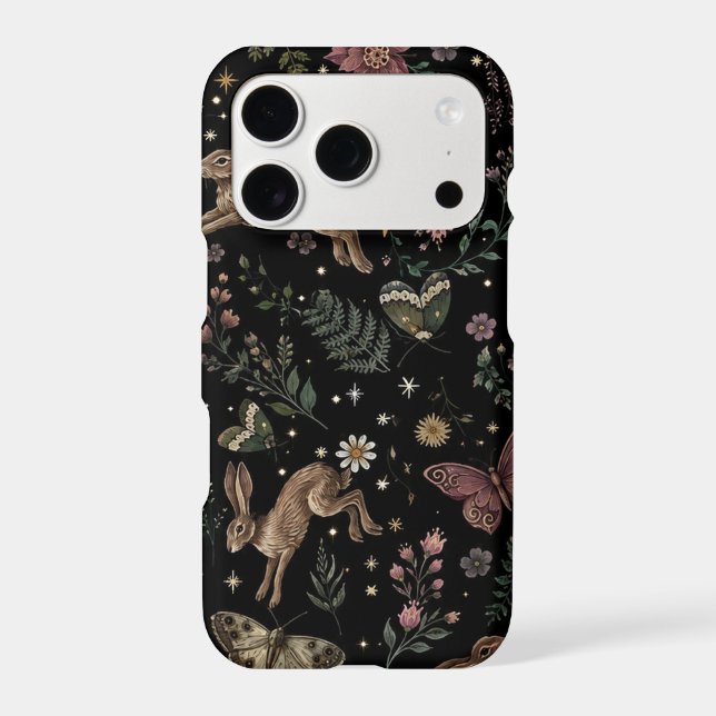 Woodland Bunny Floral Moth Celestial Pattern | Cot (Back)