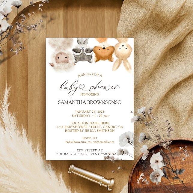 Woodland Bunny Fox Sheep Invitation (Creator Uploaded)