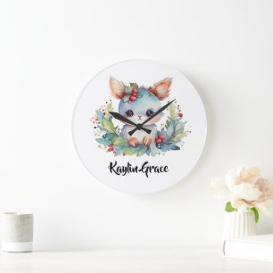 Woodland Bunny Rabbit Personalised Nursery  Large Clock