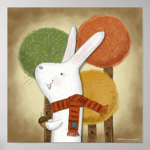 Woodland Bunny with Acorn Poster
