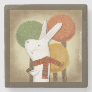 Woodland Bunny with Acorn Stone Coaster