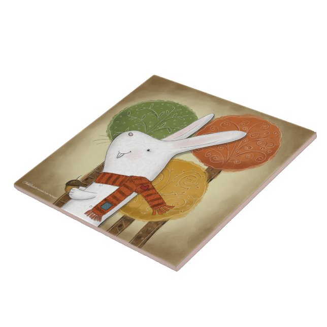 Woodland Bunny with Acorn Tile (Side)