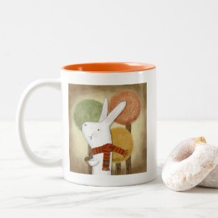 Woodland Bunny with Acorn Two-Tone Coffee Mug