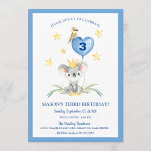 Woodland Bush Baby Koala kids Birthday Invitation