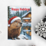 Woodland Cabin Lake Christmas Beaver Watercolor Postcard<br><div class="desc">This design may be personalised in the area provided by changing the photo and/or text. Or it can be customised by clicking Personalise this Template and then choosing the click to customise further option and delete or change the colour of the background, add text, change the text colour or style,...</div>