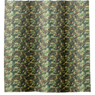Woodland Camo Camouflage Pattern Shower Curtain