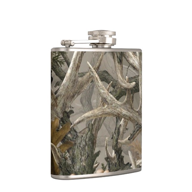 Woodland camo deer antler hip flask (Right)