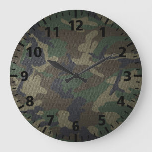 Woodland Camo Fabric Large Clock