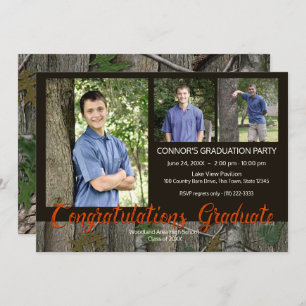 Woodland Camo Graduation Photo Invitation