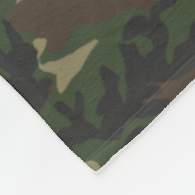 Woodland Camo Pattern Fleece Blanket (Corner)