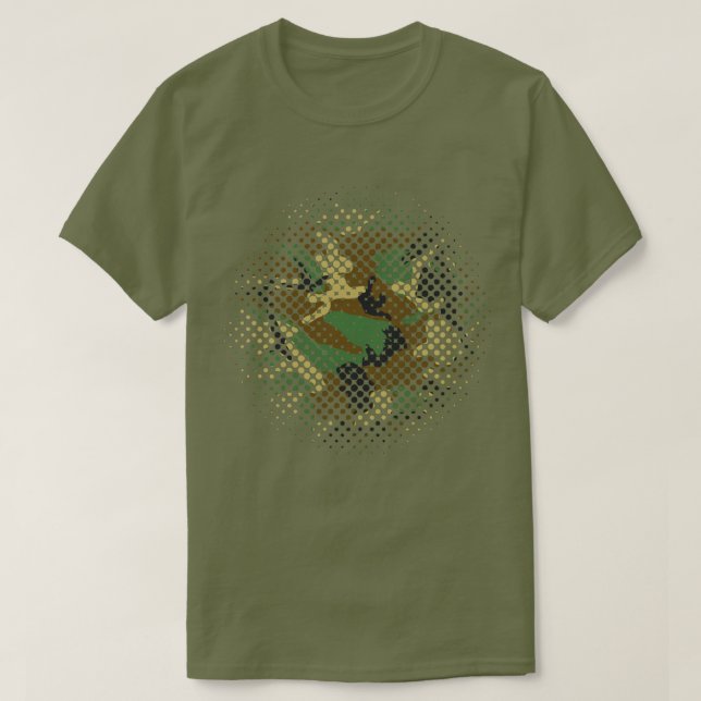Woodland Camo Pattern Halftone T-Shirt (Design Front)