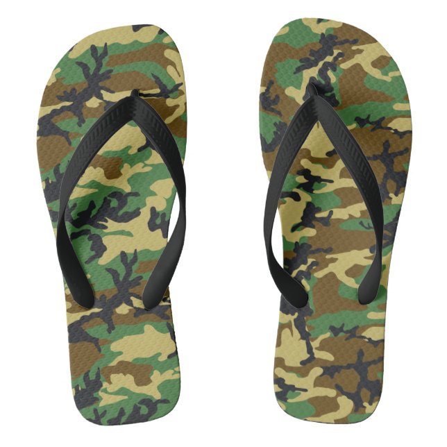 Woodland Camo Pattern Thongs (Footbed)