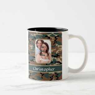 Woodland camo pattern Two-Tone coffee mug