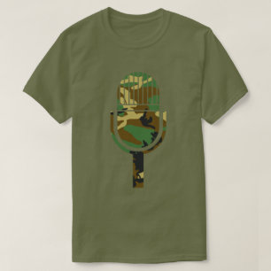 Woodland Camo Pattern Vintage Mic T-Shirt