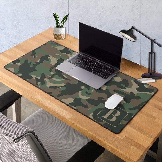 Woodland Camo Personalised Monogram Camouflage Desk Mat (Creator Uploaded)