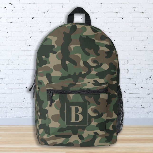 Woodland Camo Personalised Monogram Camouflage Printed Backpack (Creator Uploaded)