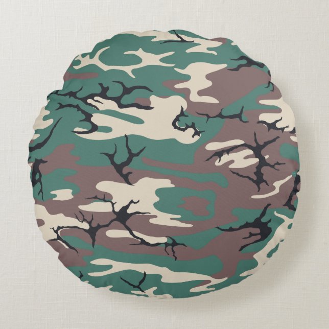 Woodland Camo Round Cushion (Front)