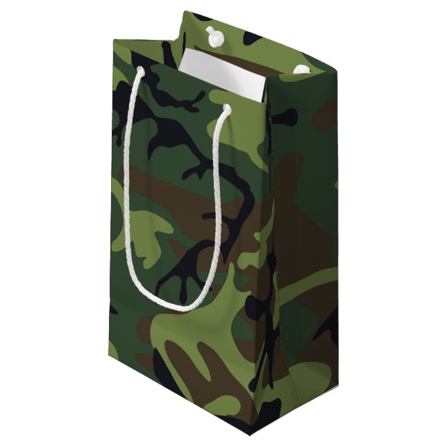Woodland Camo Small Gift Bag (Front Angled)