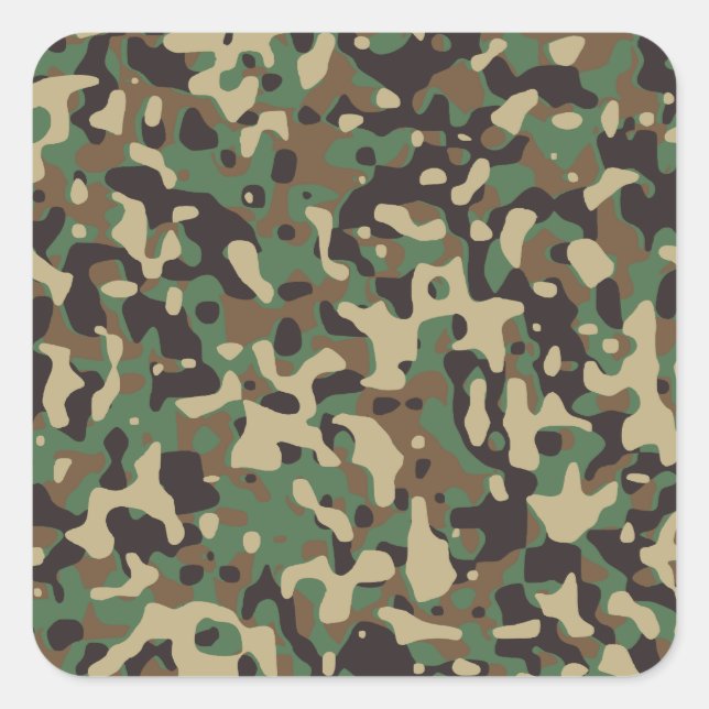 Woodland Camo Square Sticker (Front)