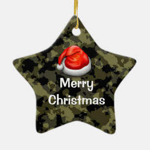 Woodland Camo Star Merry Christmas Ornament